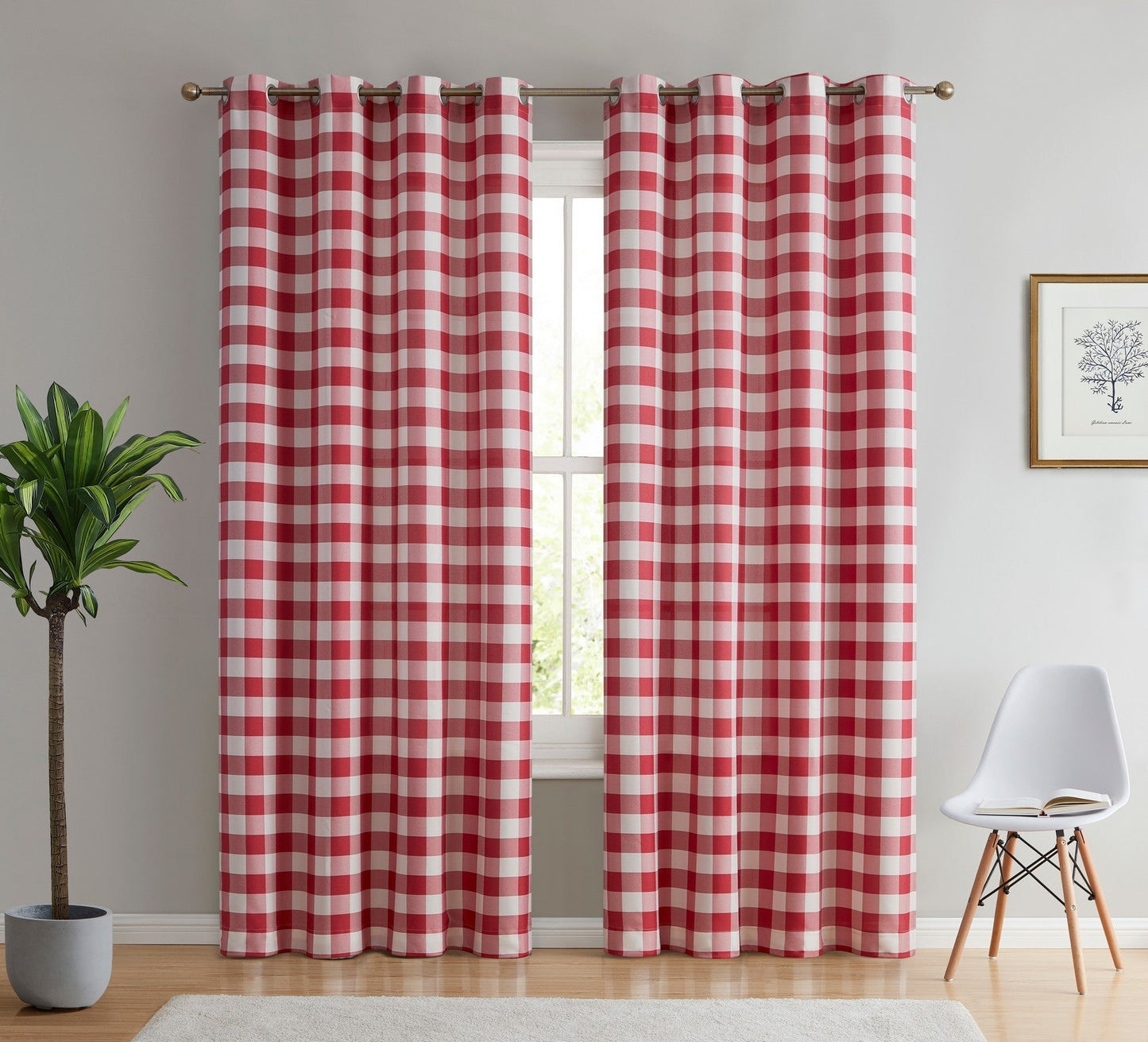 Hilltop Buffalo Check Textured Grommet Room Darkening Curtain Panels