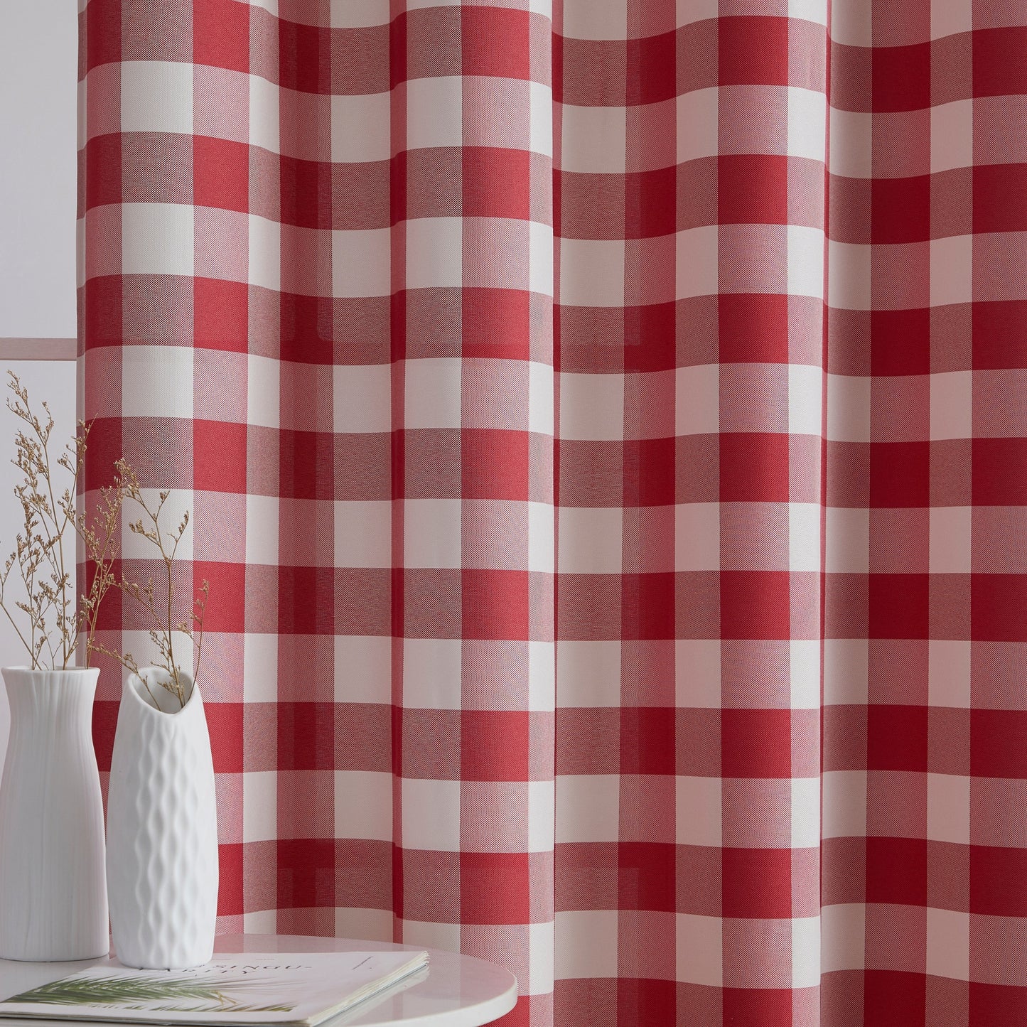 Hilltop Buffalo Check Textured Grommet Room Darkening Curtain Panels