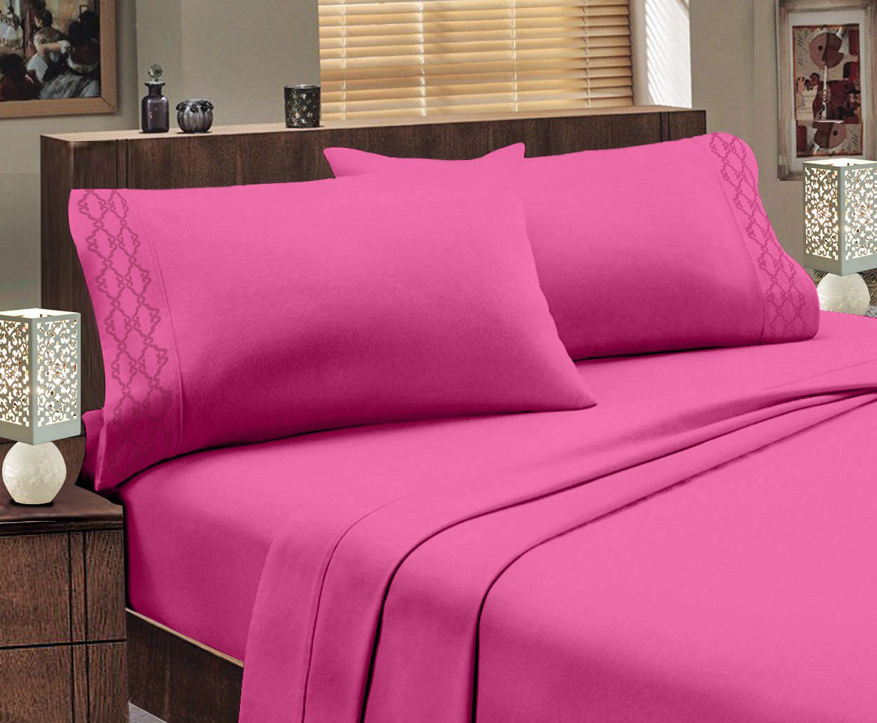 Juego de sábanas bordadas serie 1800 – Bolsillo profundo, ropa de cama de hotel de lujo supersuave