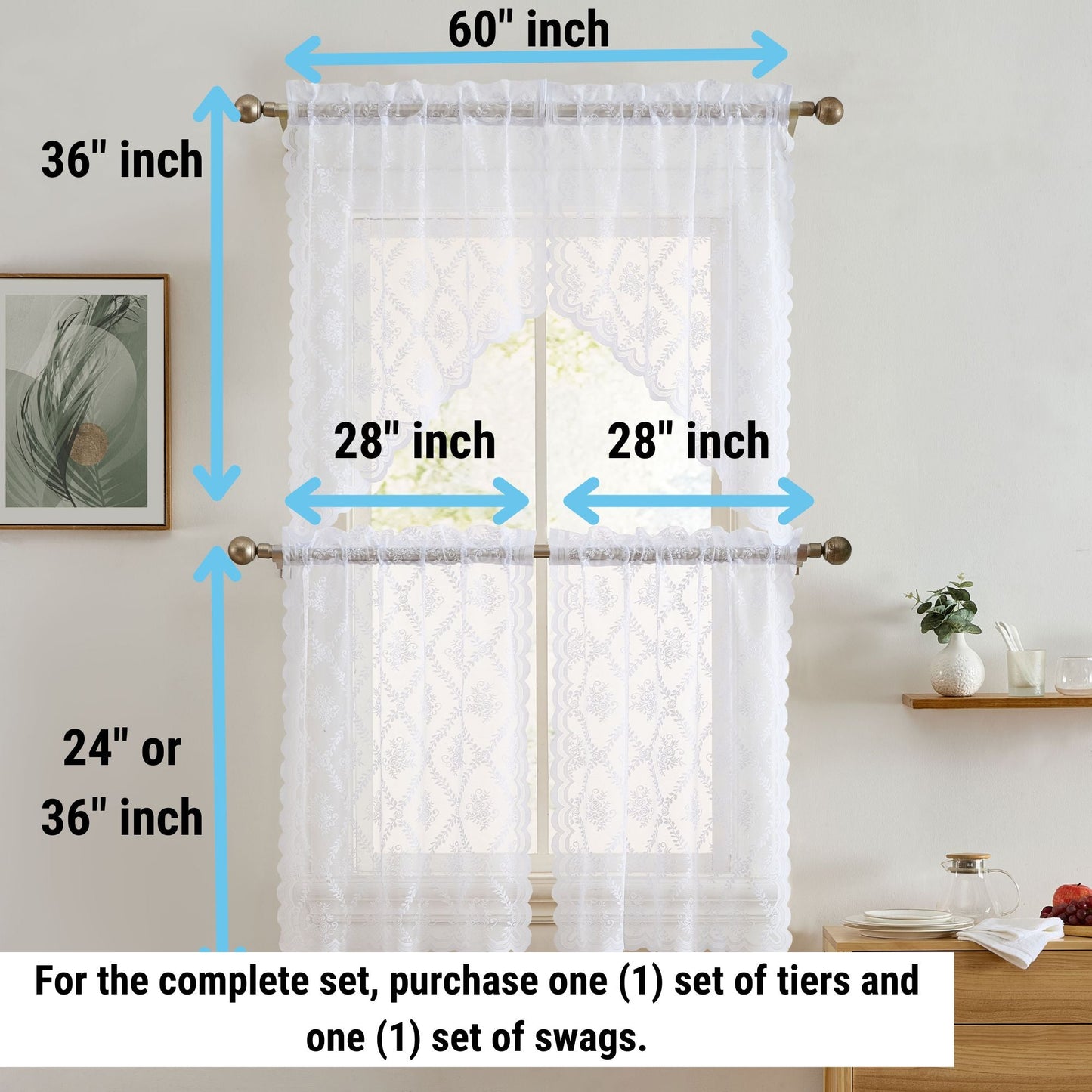 Isabella Floral Sheer Rod Pocket Valance