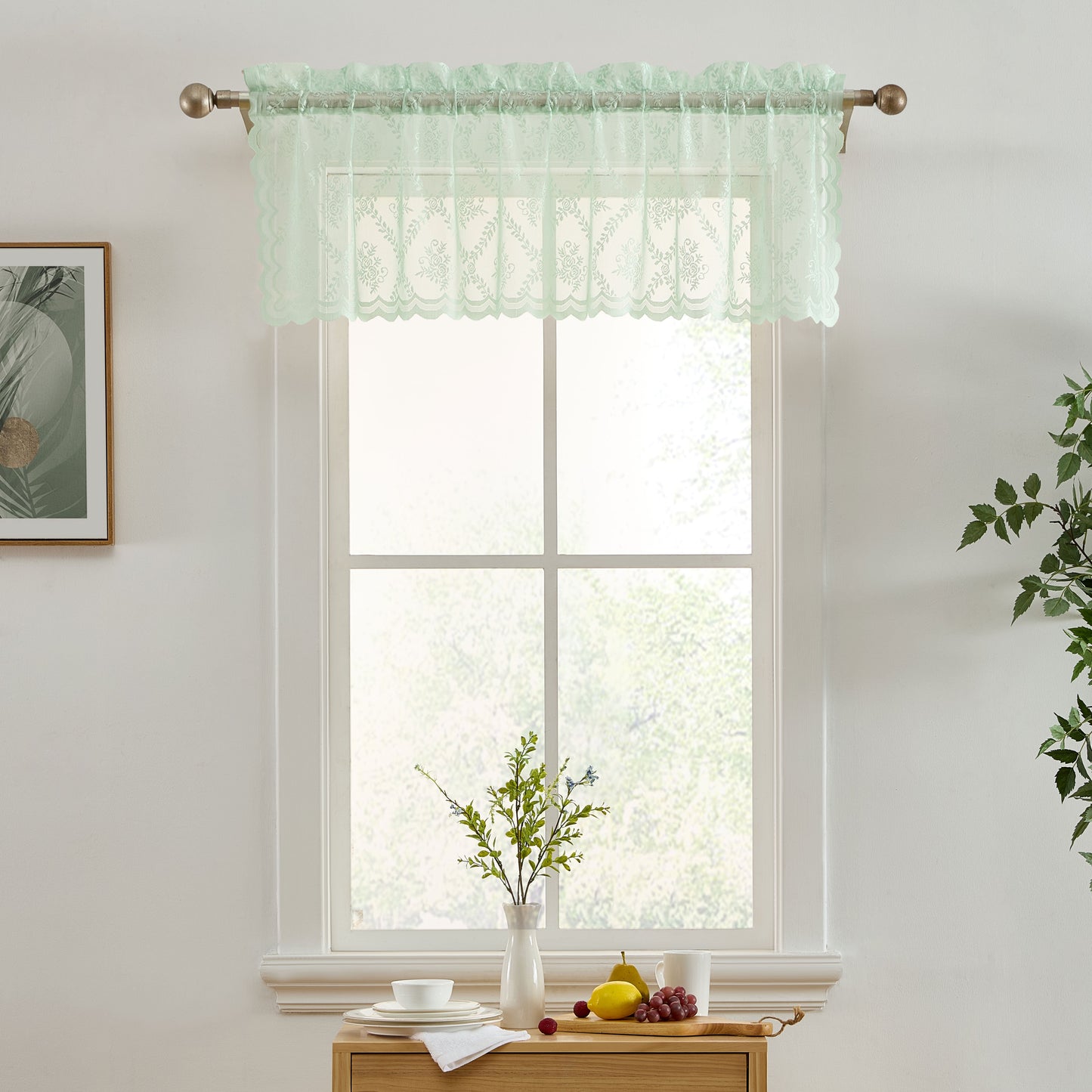 Isabella Floral Sheer Rod Pocket Valance