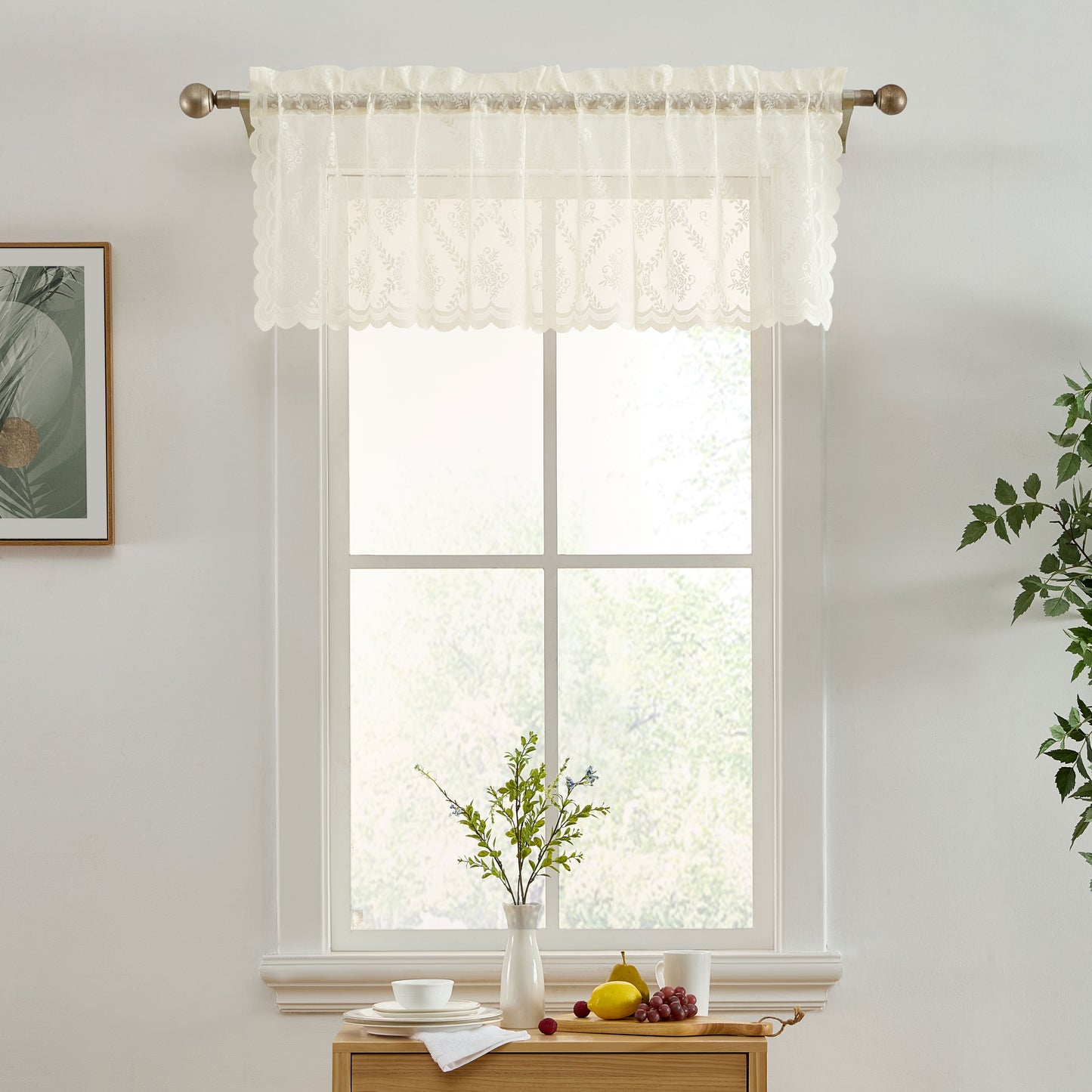 Isabella Floral Sheer Rod Pocket Valance