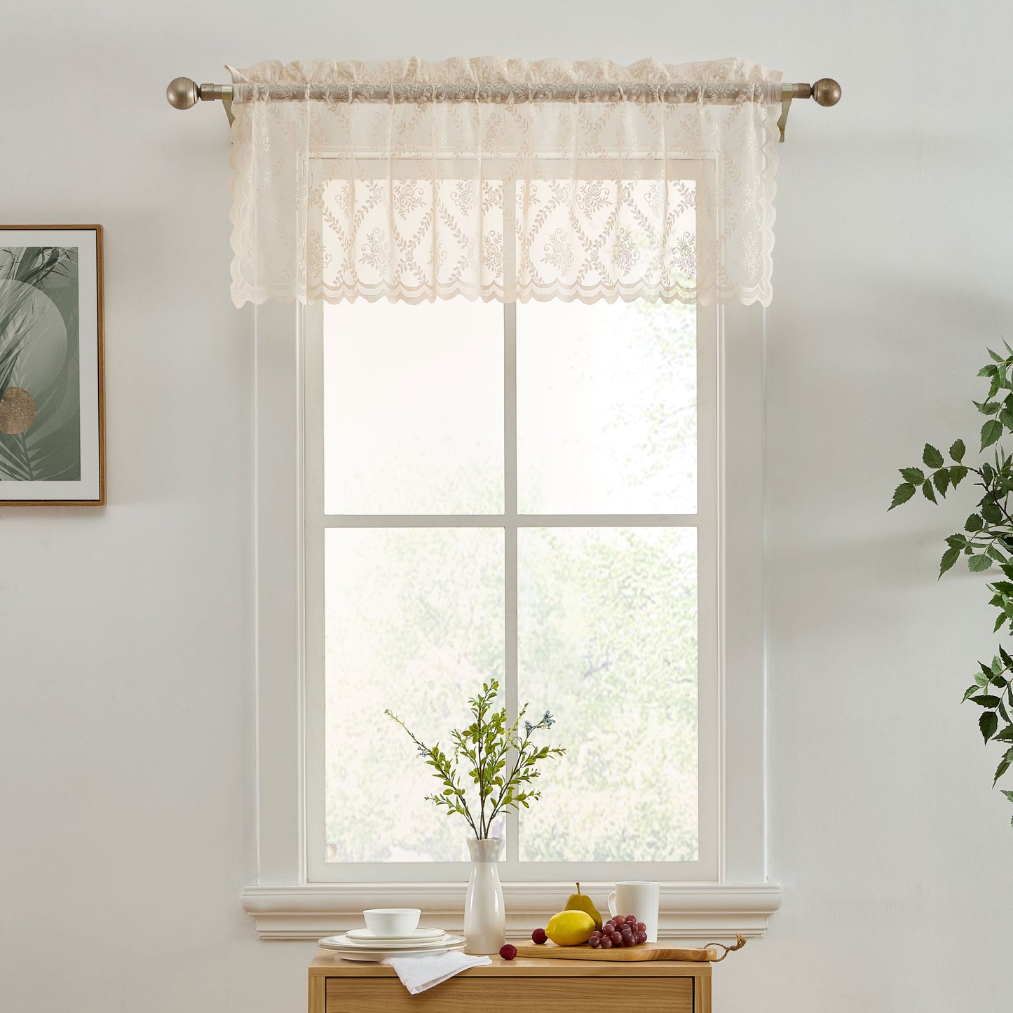 Isabella Floral Sheer Rod Pocket Valance