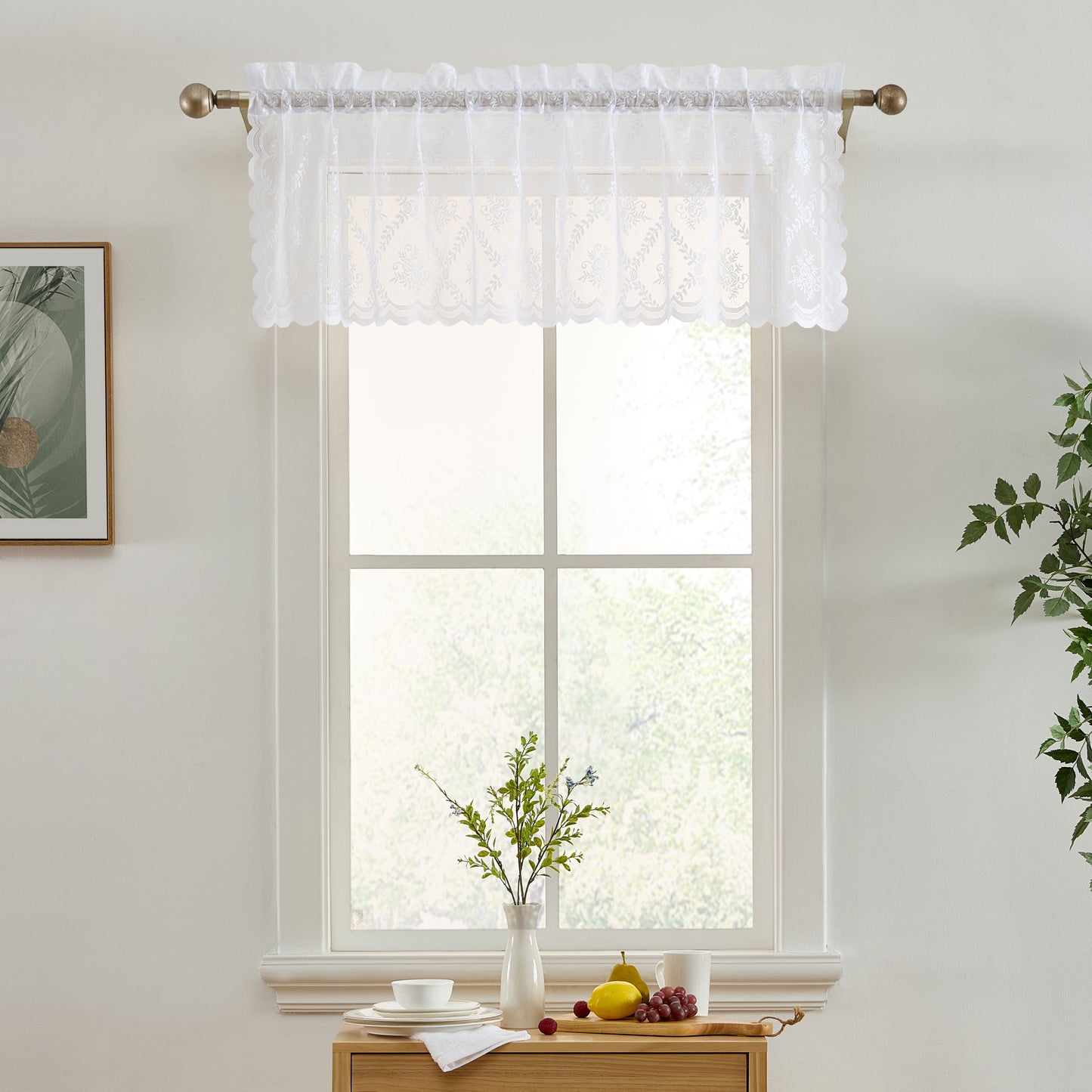 Isabella Floral Sheer Rod Pocket Valance
