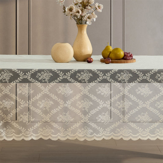 Isabella Floral Lace Fabric Rectangle Tablecloth