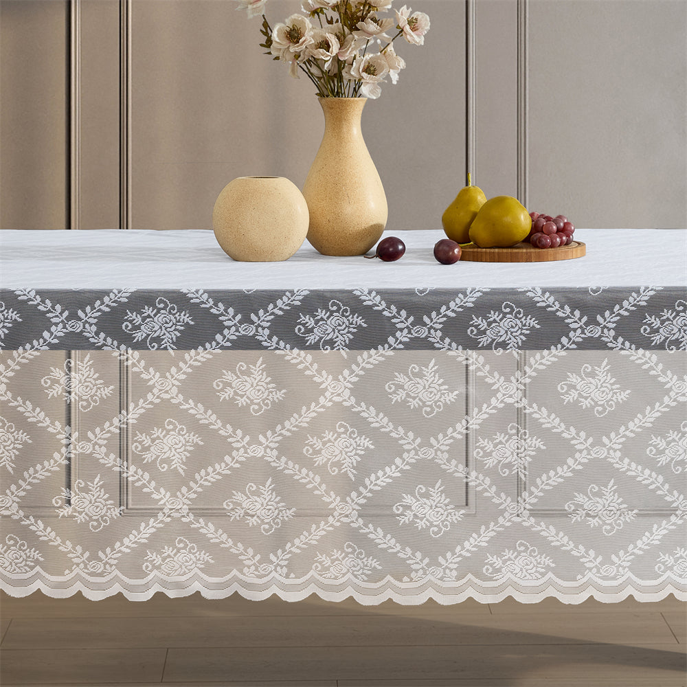 Isabella Floral Lace Fabric Round Tablecloth