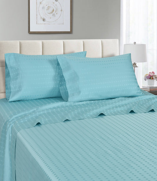 Spring Home 1200 Thread Count Egyptian Cotton Dobby Stripe Sheets – Deep Pocket Jacquard Dot Bed Set