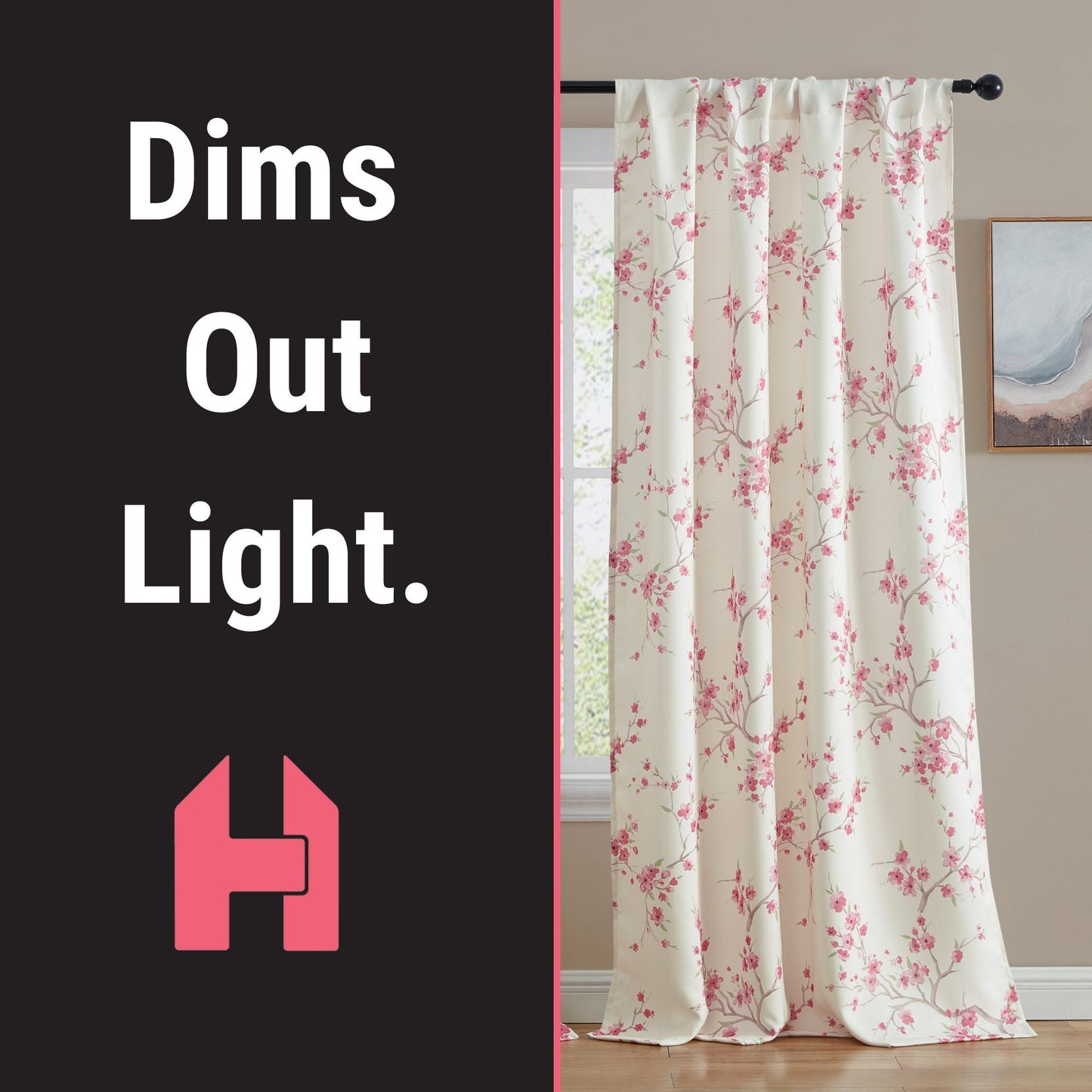 Jasmine Floral Room Darkening Rod Pocket Curtain Panels