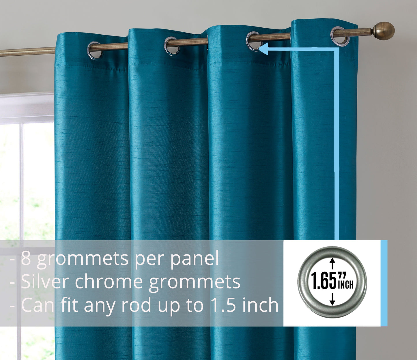 Jefferson Faux Silk Grommet Curtain Panels