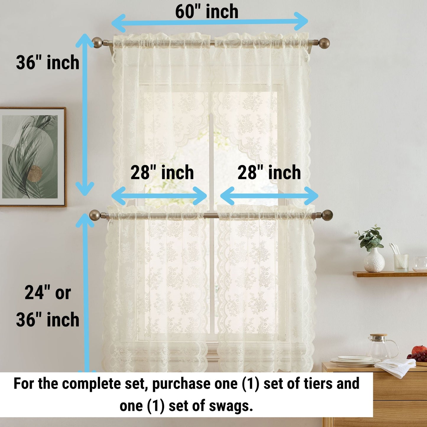 Jolene Floral Sheer Rod Pocket Valance