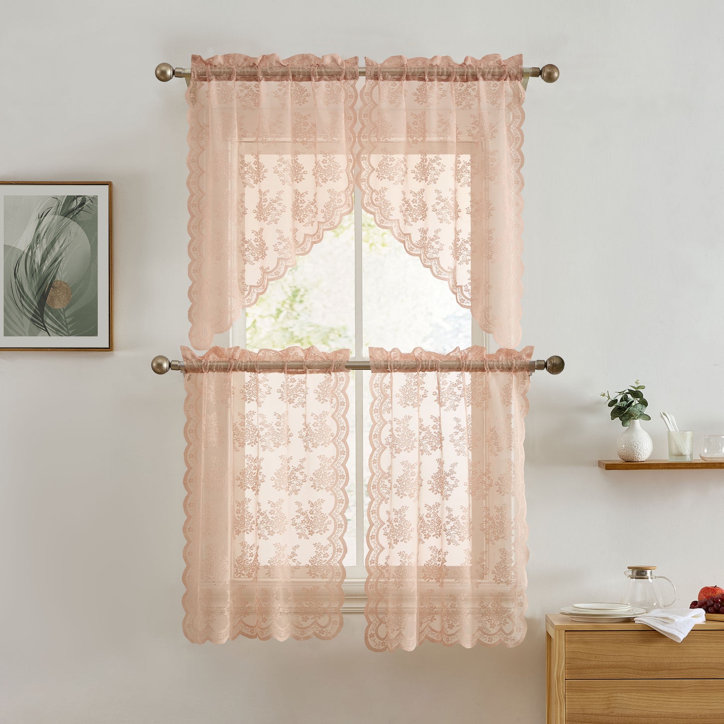 Jolene Floral Sheer Rod Pocket Valance