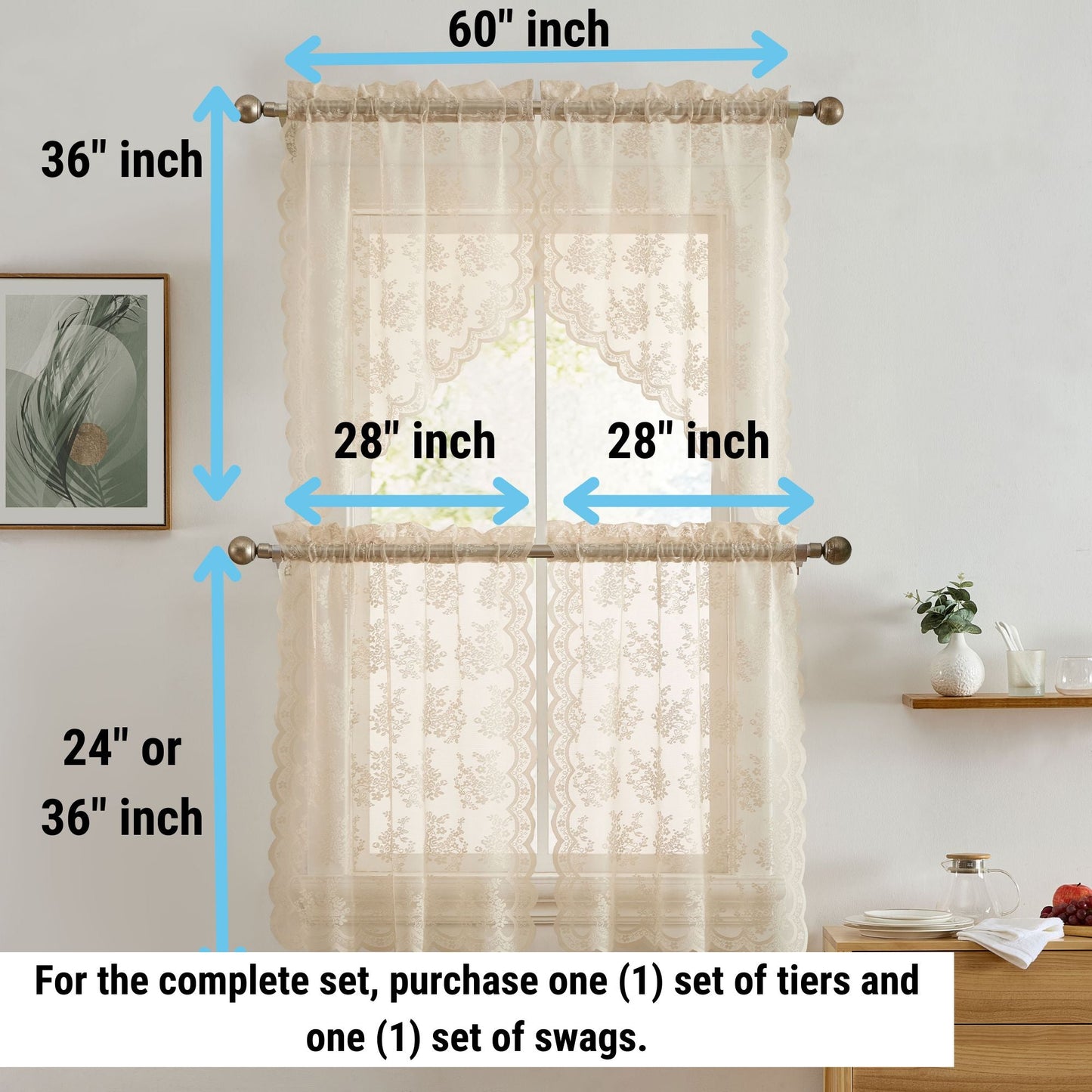 Jolene Floral Sheer Rod Pocket Valance