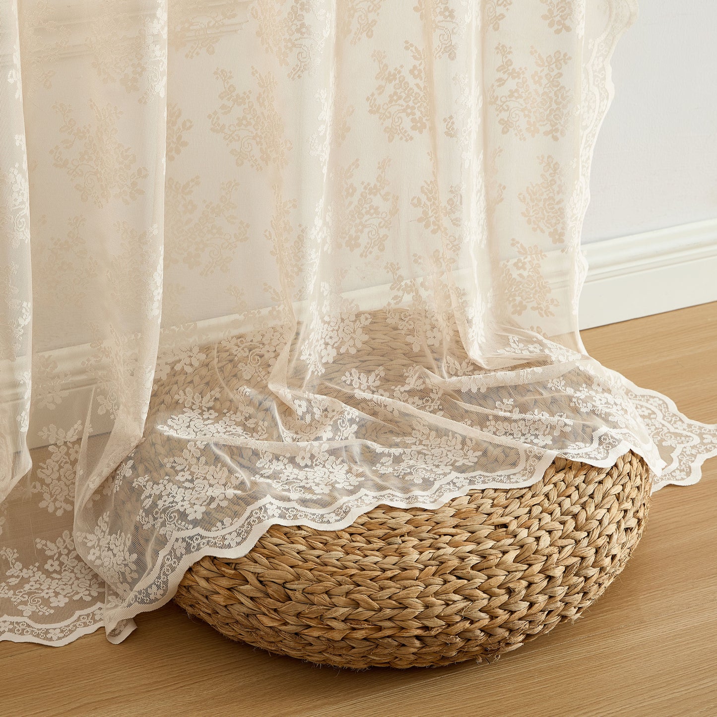 Jolene Floral Sheer Rod Pocket Curtains