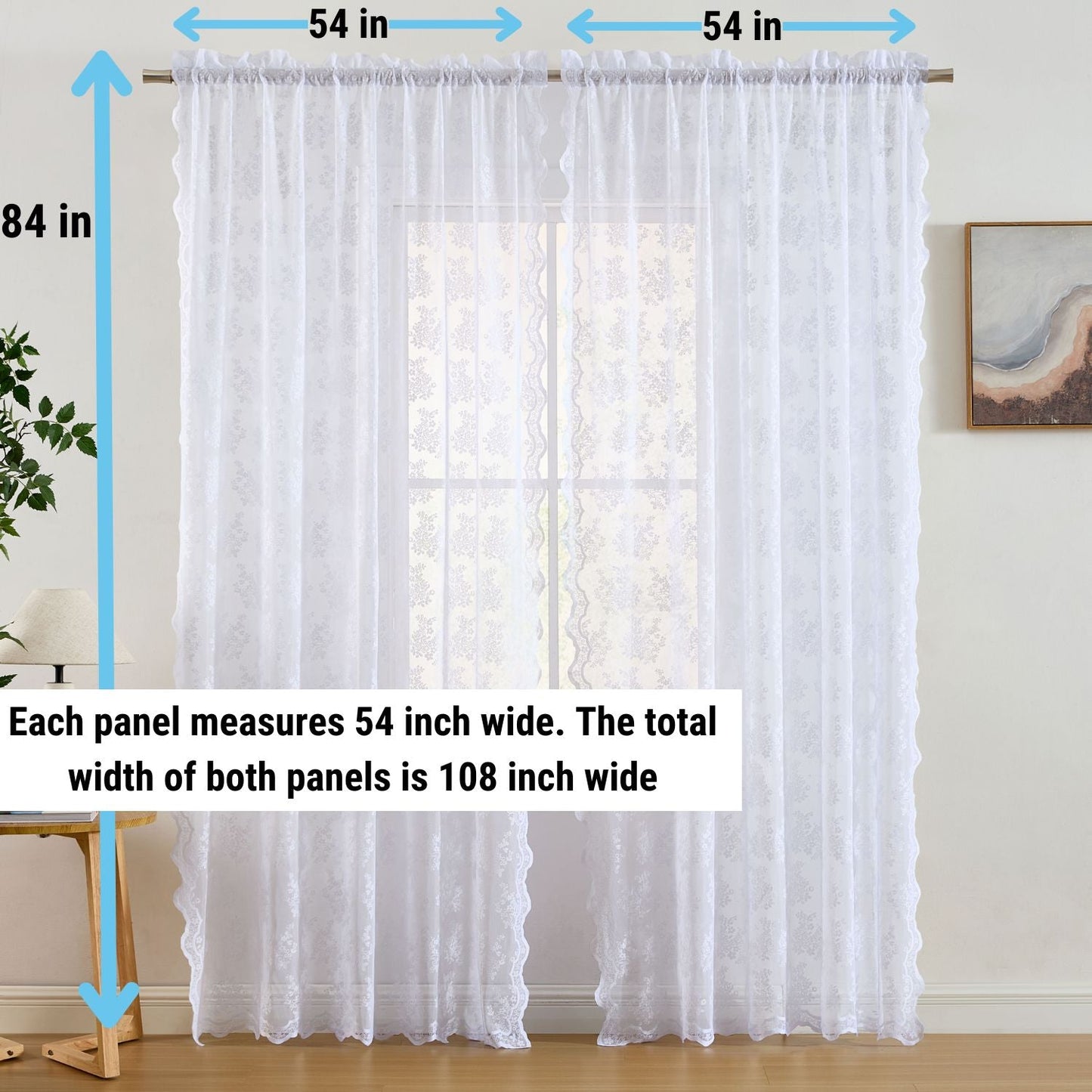 Jolene Floral Sheer Rod Pocket Curtains