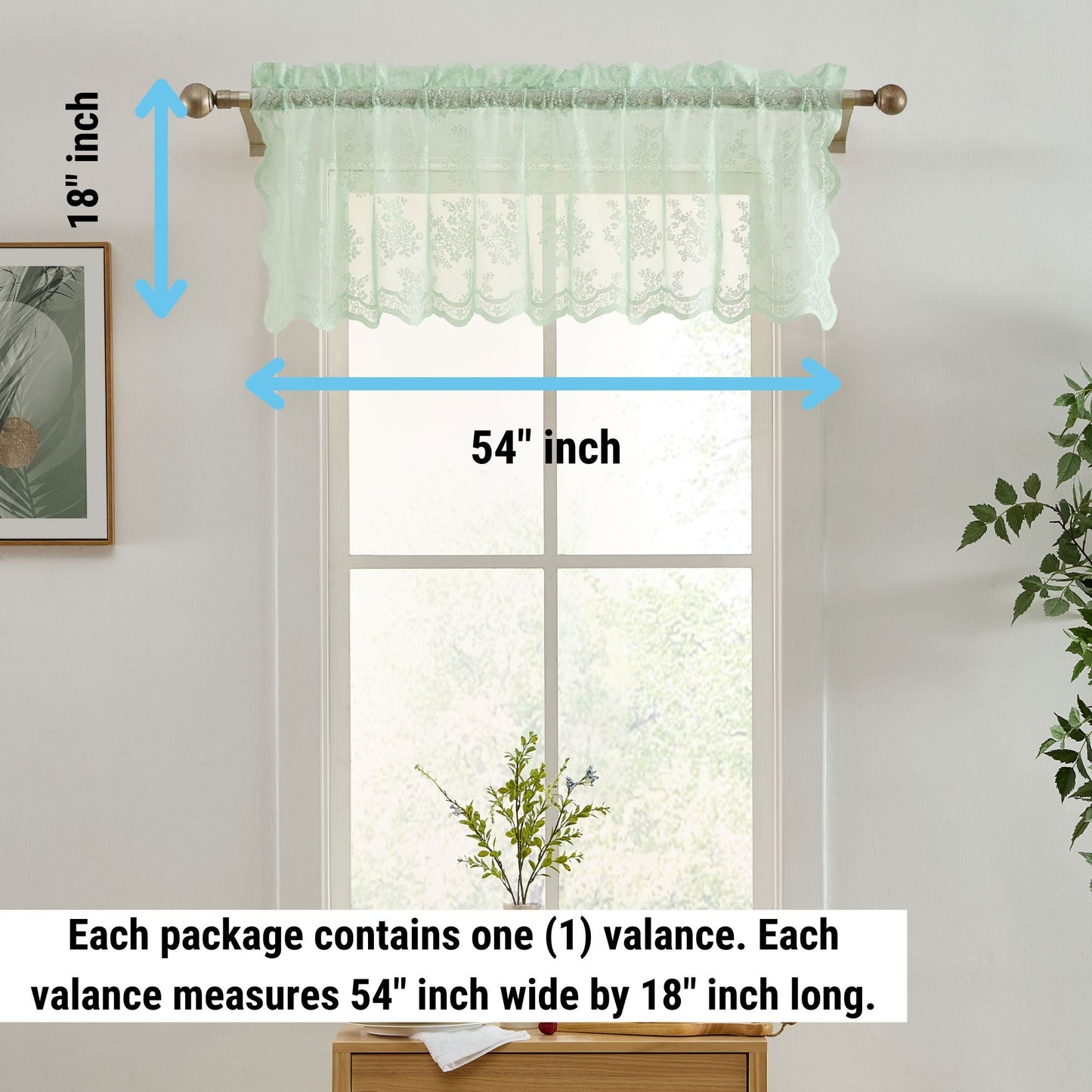 Jolene Floral Sheer Rod Pocket Valance
