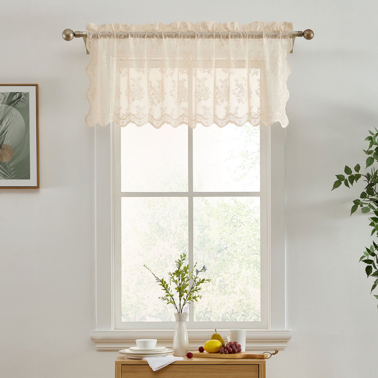 Jolene Floral Sheer Rod Pocket Valance