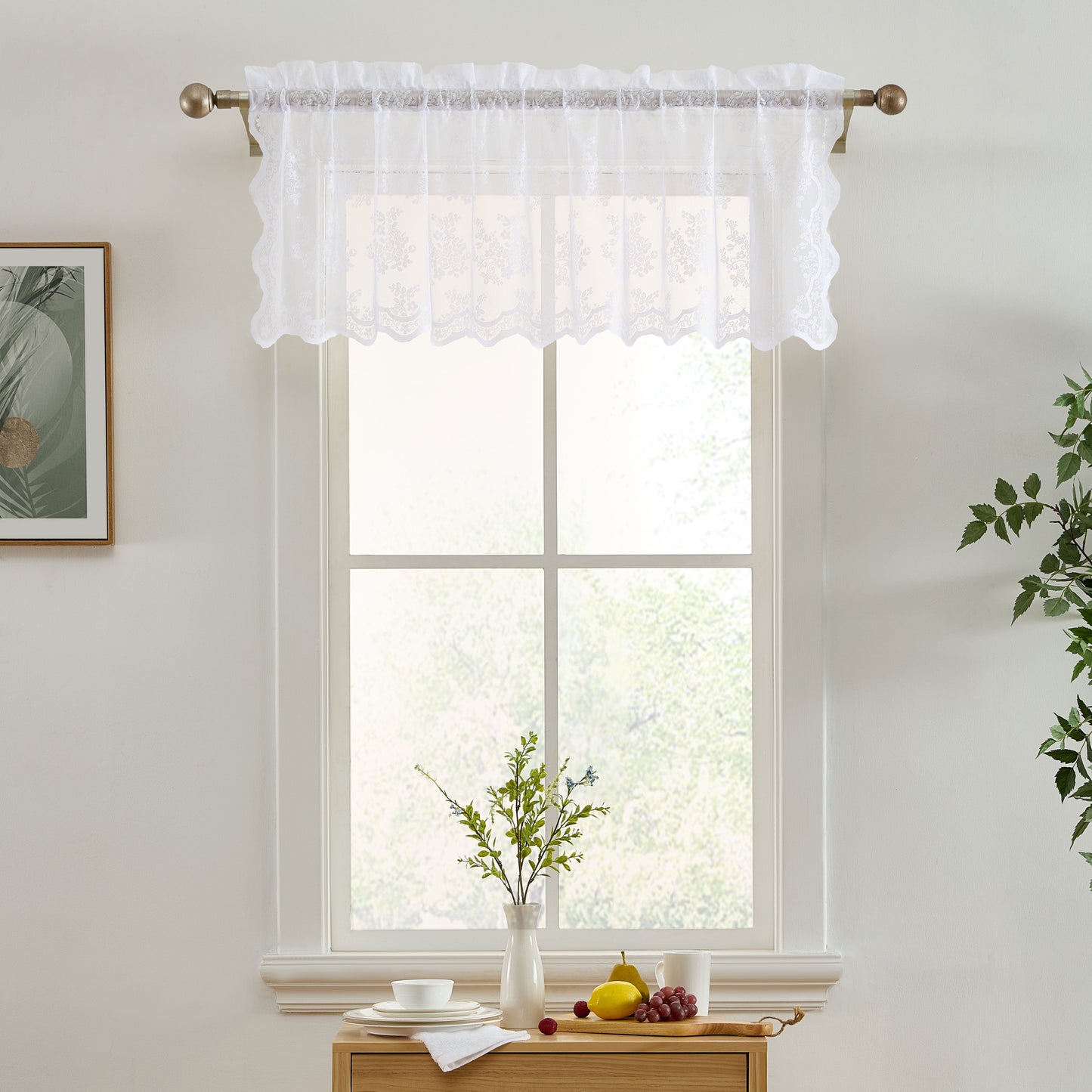 Jolene Floral Sheer Rod Pocket Valance