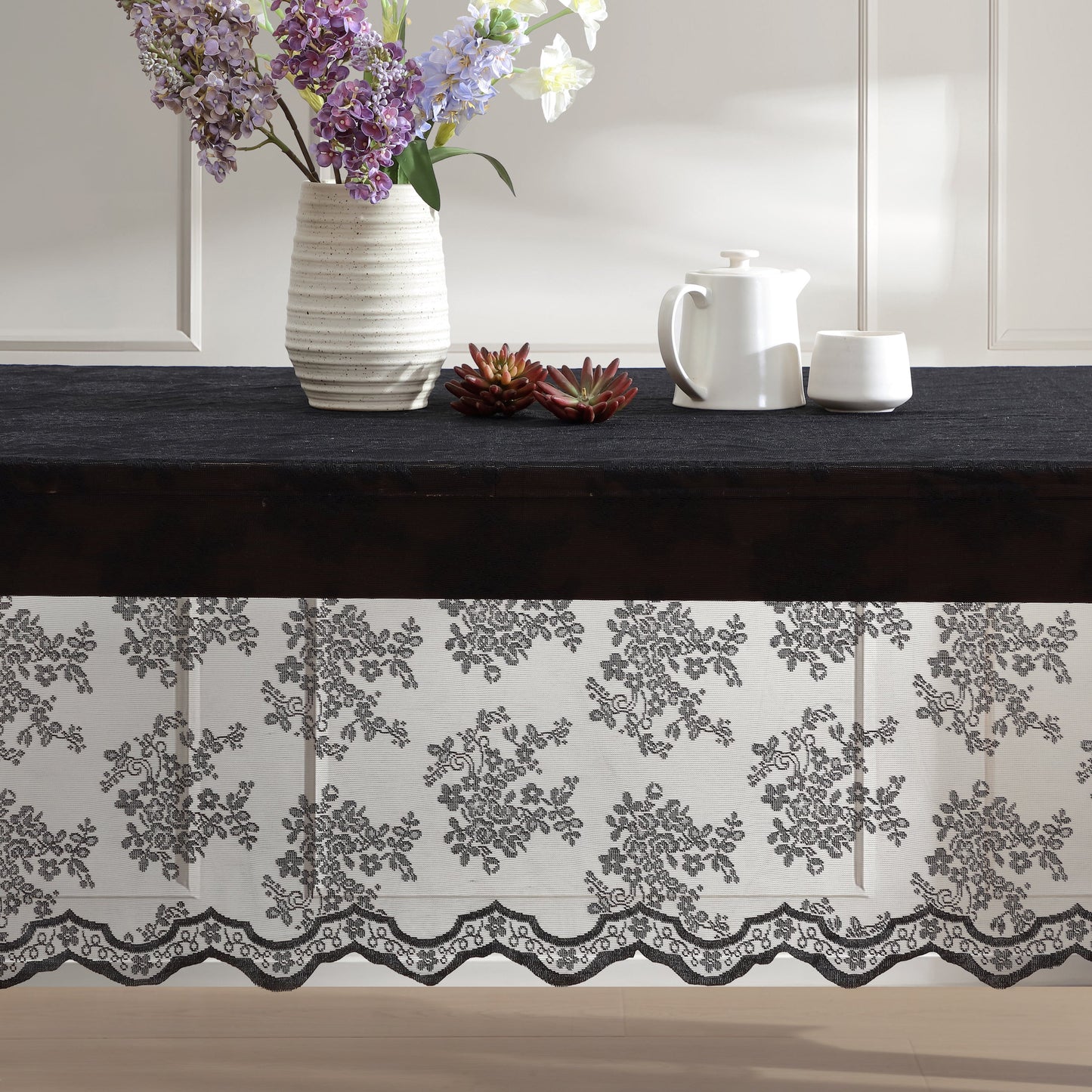 Jolene Floral Lace Fabric Round Tablecloth