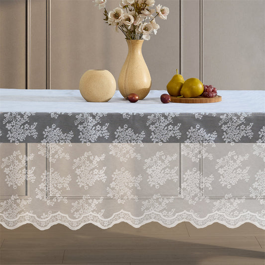 Jolene Floral Lace Fabric Rectangle Tablecloth