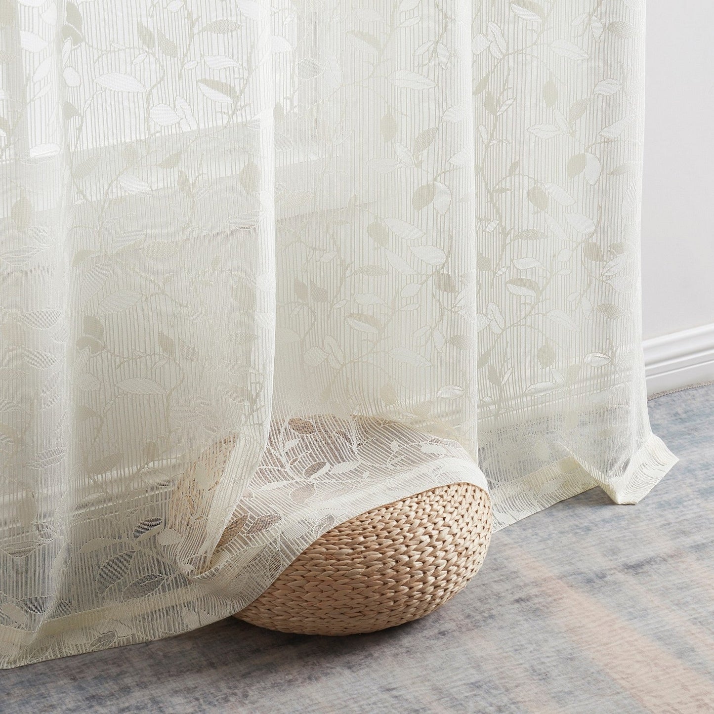 Joyce Floral Semi-Sheer Grommet Curtain Panels