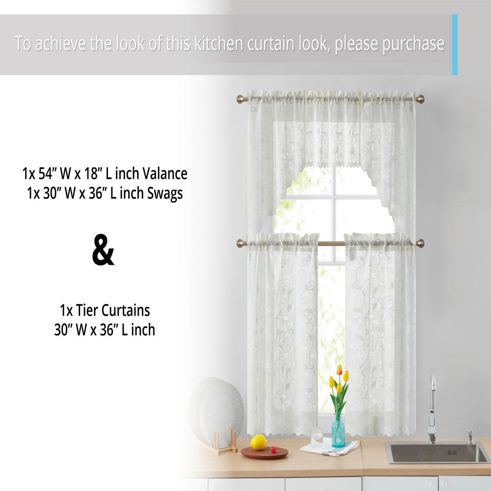 Joyce Semi Sheer Kitchen Curtain Cafe Tiers