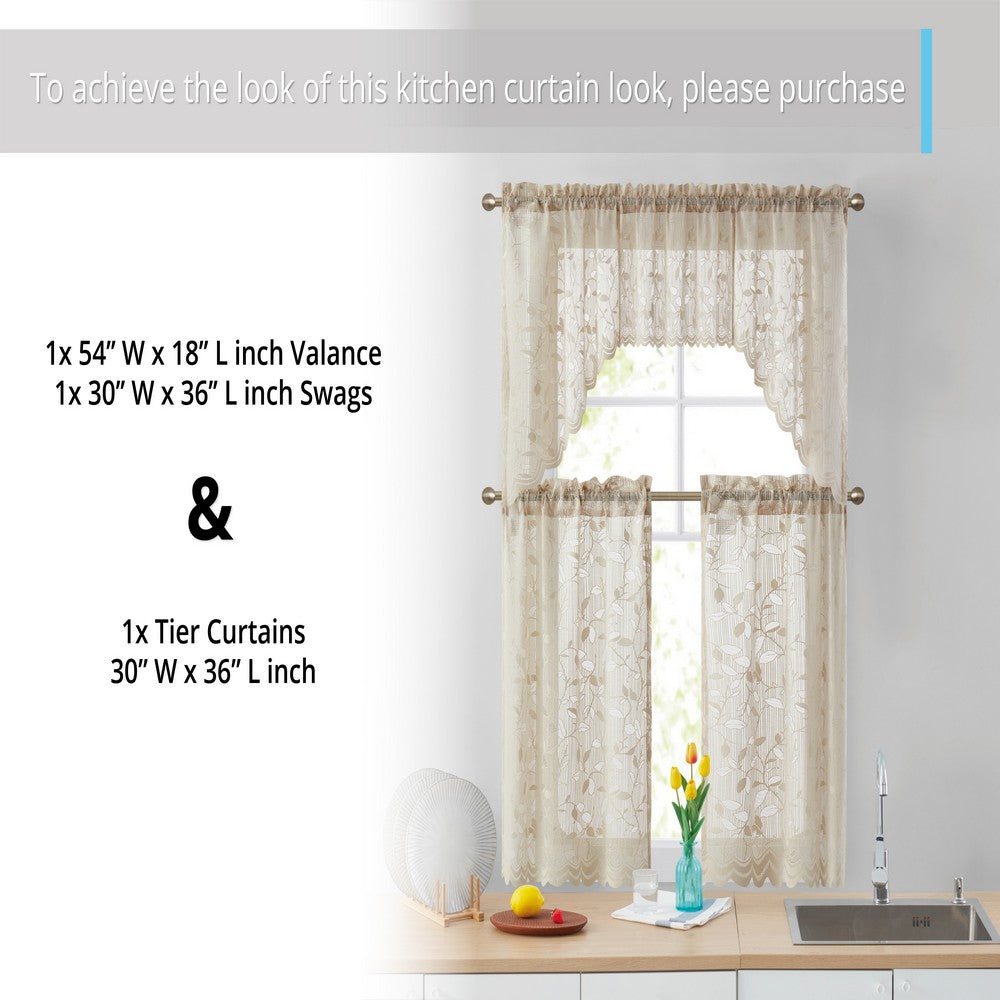 Joyce Semi Sheer Kitchen Curtain Swags