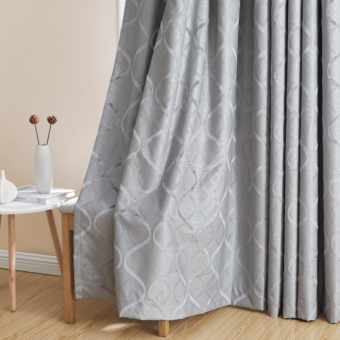 Versailles Lattice Flocked 100% Blackout Grommet Curtain Panels