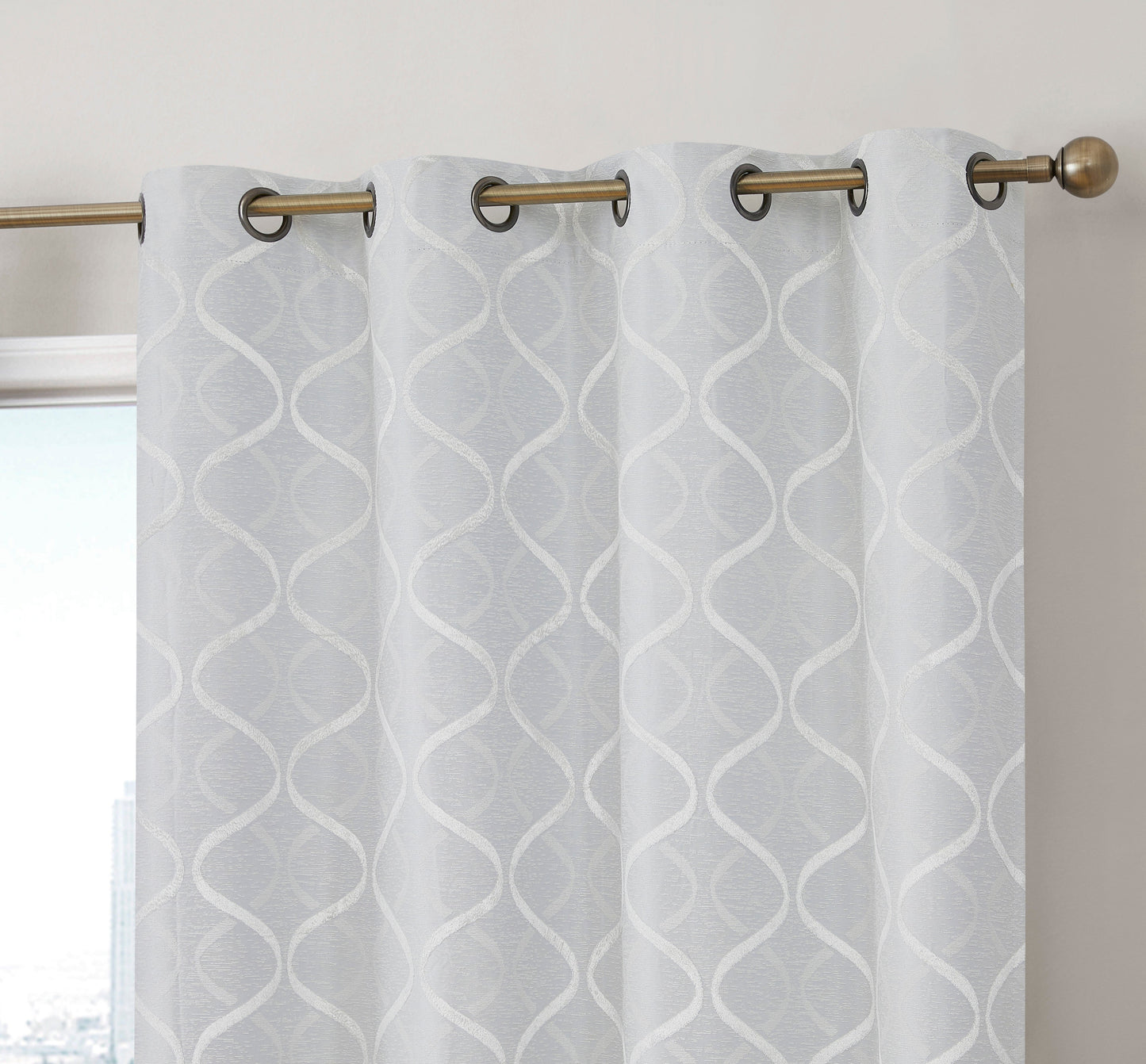 Versailles Lattice Flocked 100% Blackout Grommet Curtain Panels