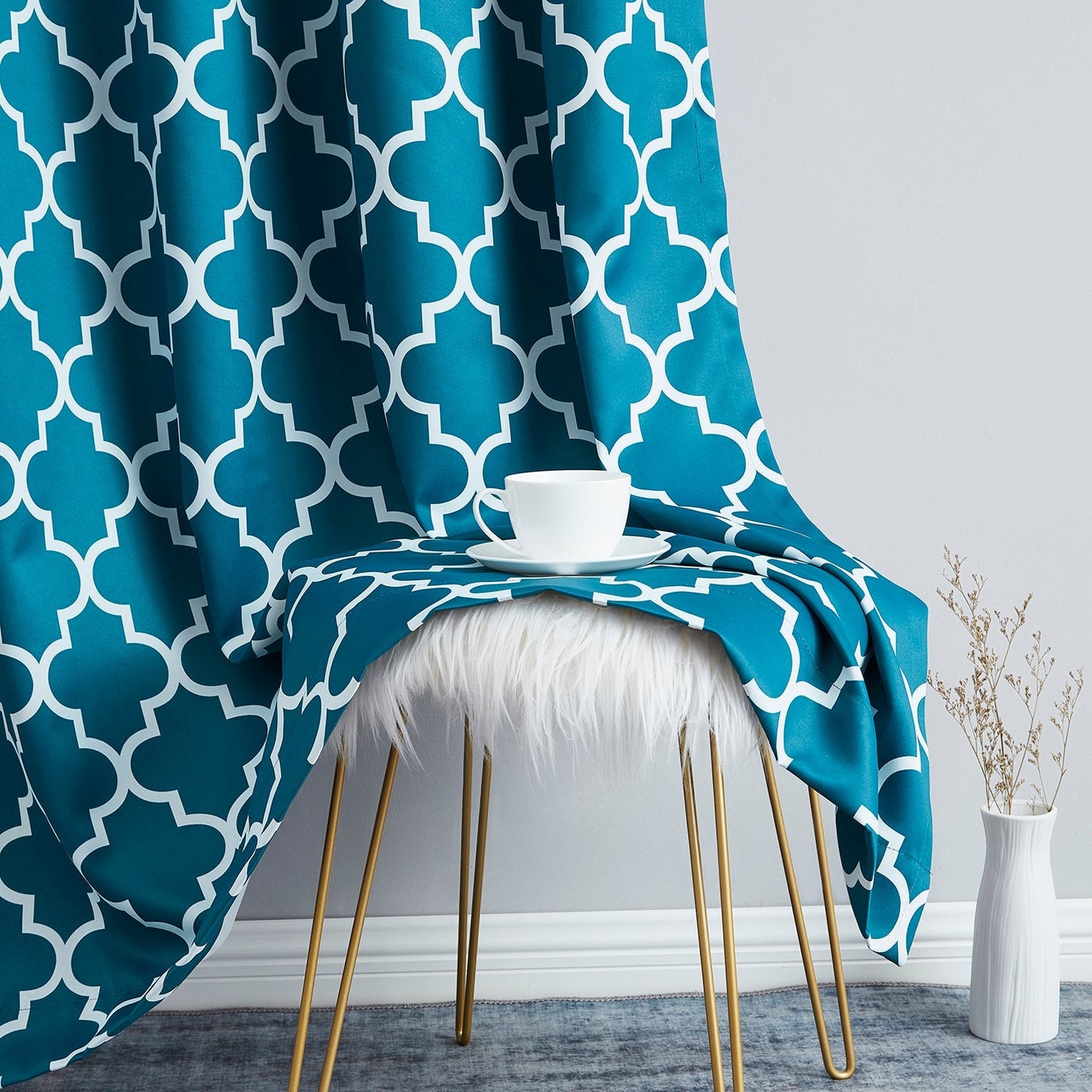 Lattice Print Room Darkening Grommet Curtain Panels