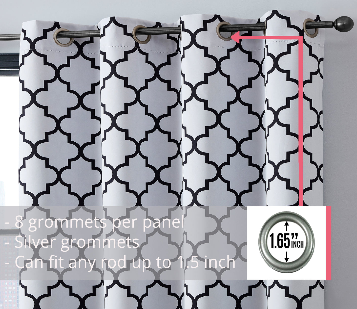 Lattice Print Room Darkening Grommet Curtain Panels