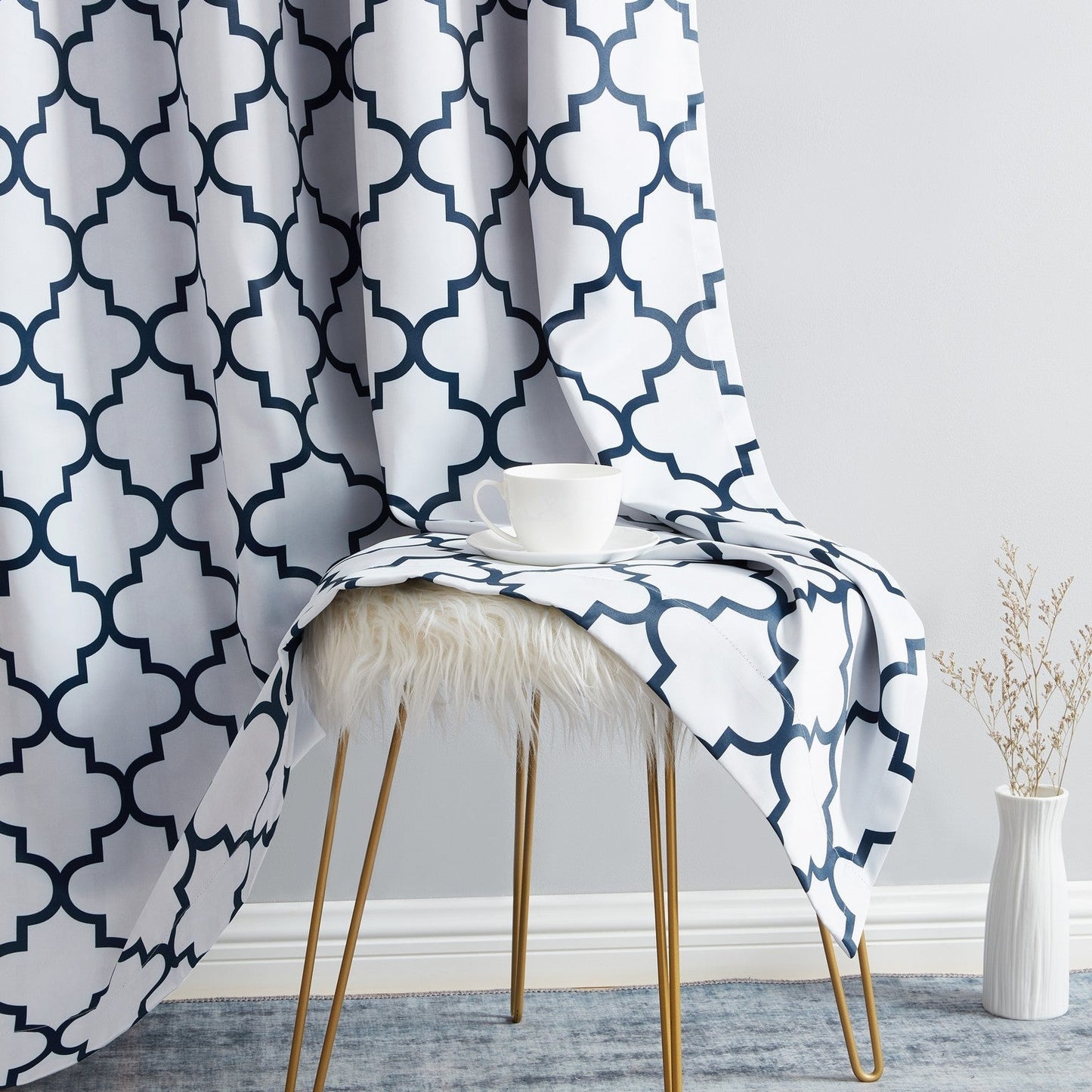 Lattice Print Room Darkening Grommet Curtain Panels