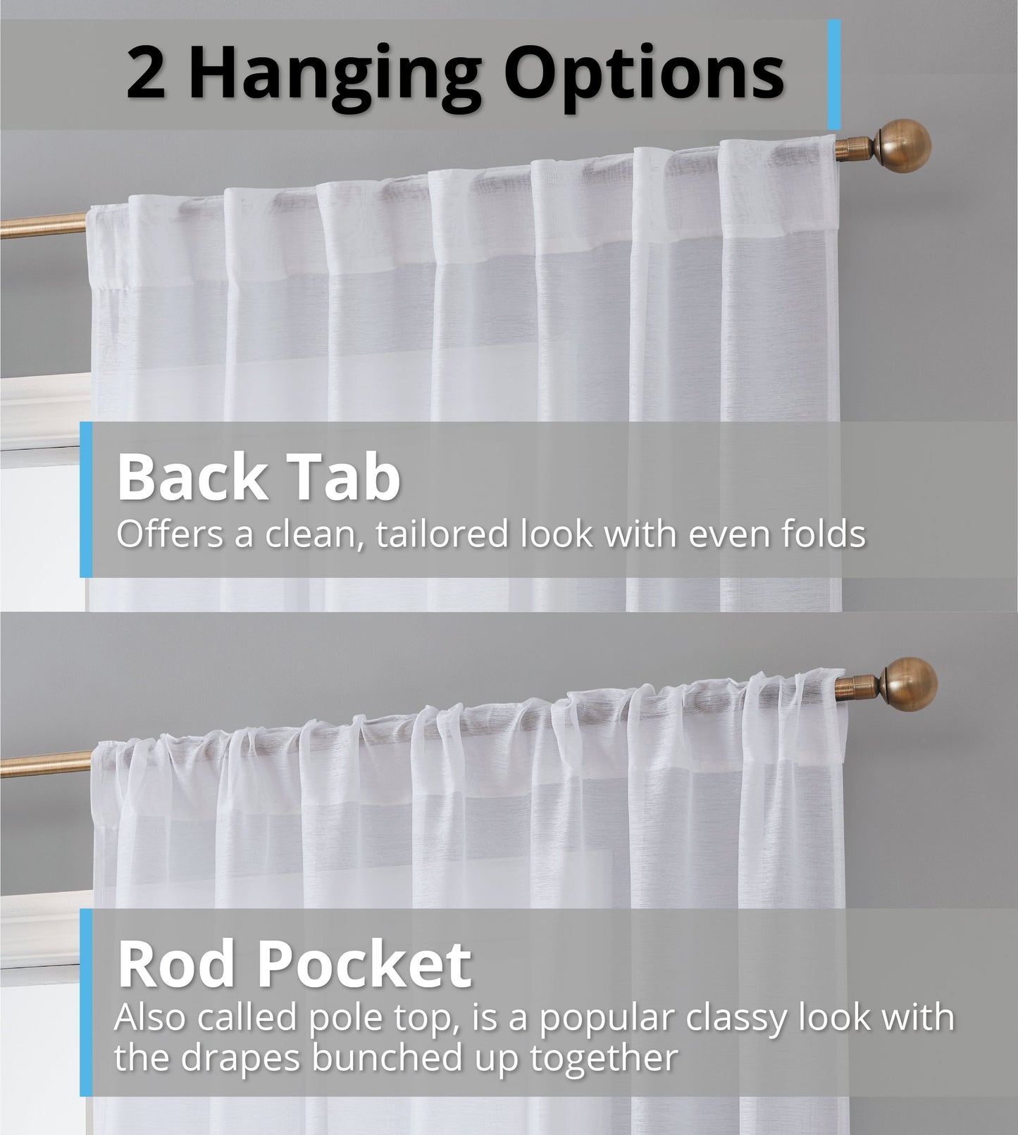 Lauren Semi Sheer Back Tab Rod Pocket Panels