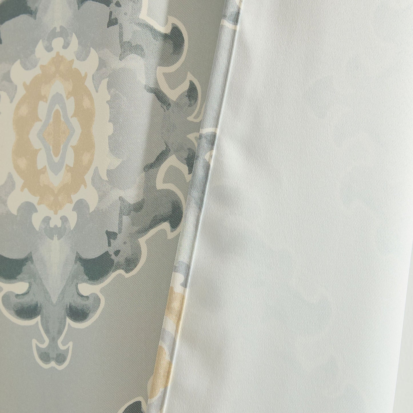 Liam Ogee Medallion Geometric Damask Grommet Room Darkening Window Curtains - Pair