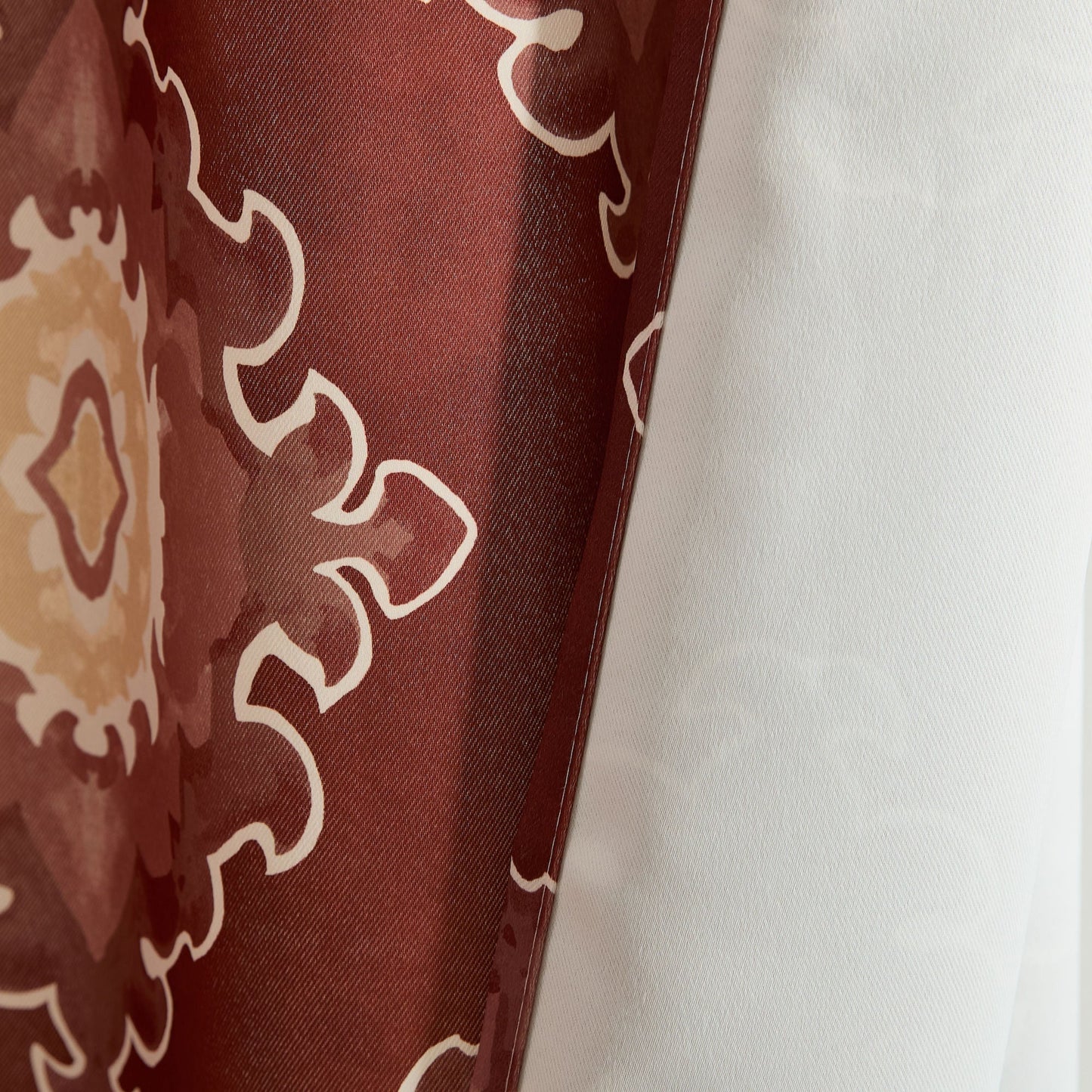Liam Ogee Medallion Geometric Damask Grommet Room Darkening Window Curtains - Pair
