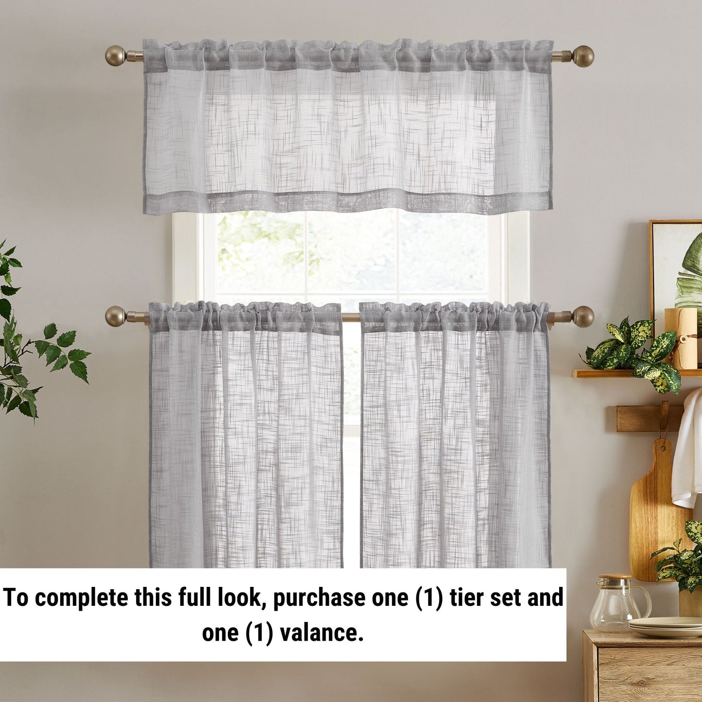 Linda Faux Linen Rod Pocket Cafe Tiers