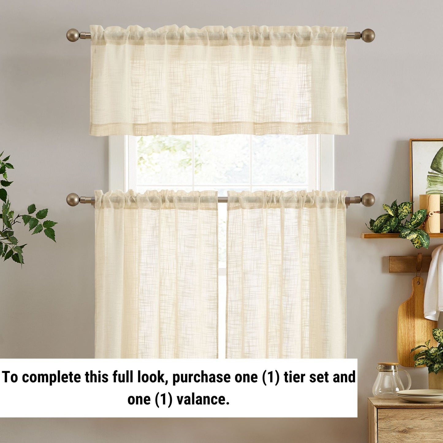 Linda Faux Linen Rod Pocket Cafe Valance