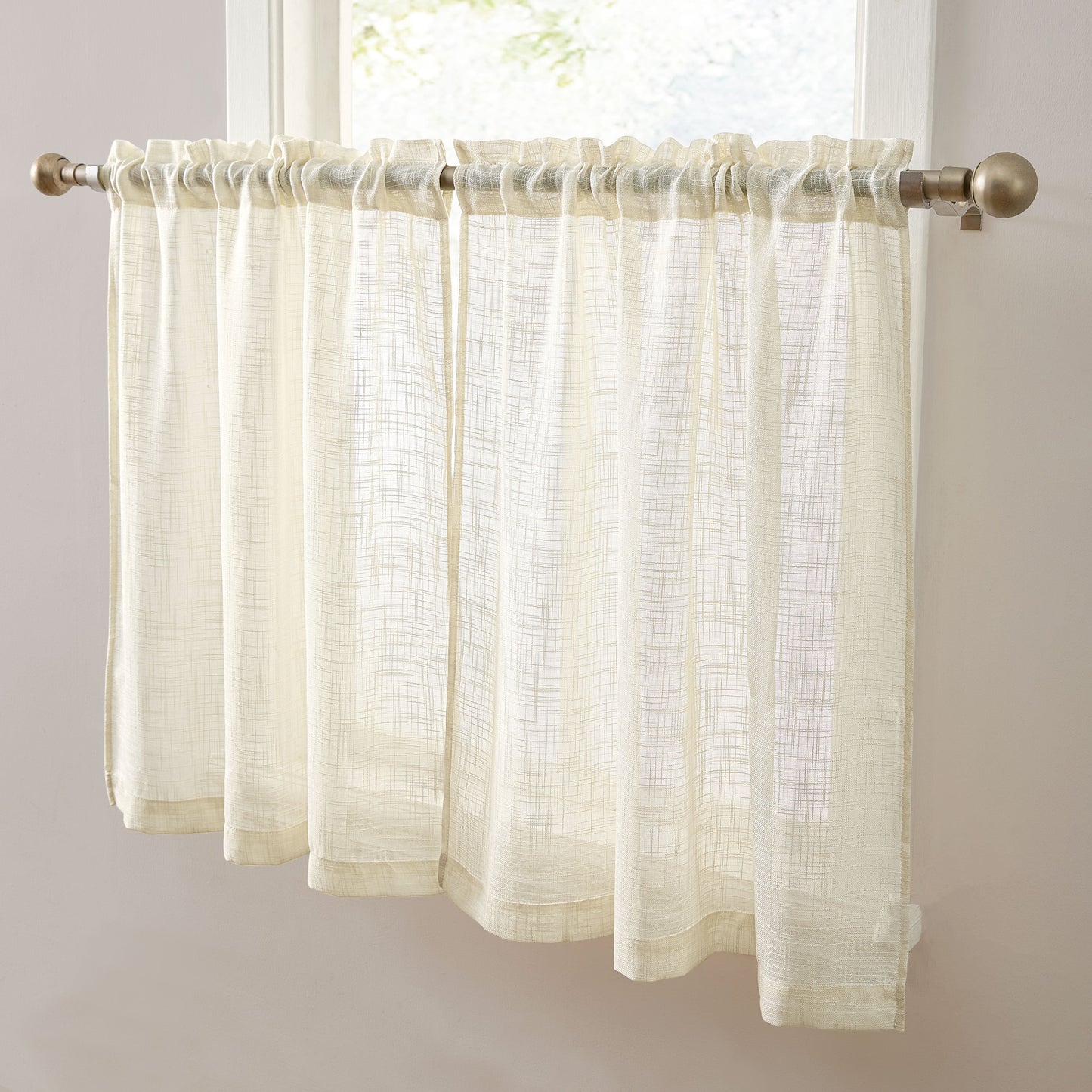 Linda Faux Linen Rod Pocket Cafe Tiers