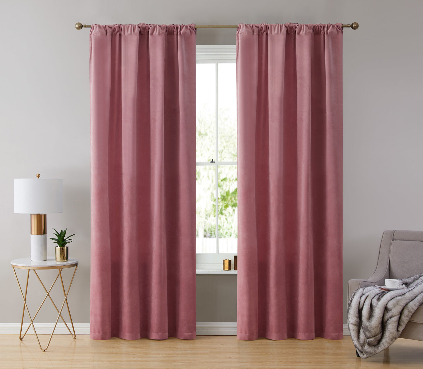 Lopez Velvet Back Tab Rod Pocket Room Darkening Curtain Panels