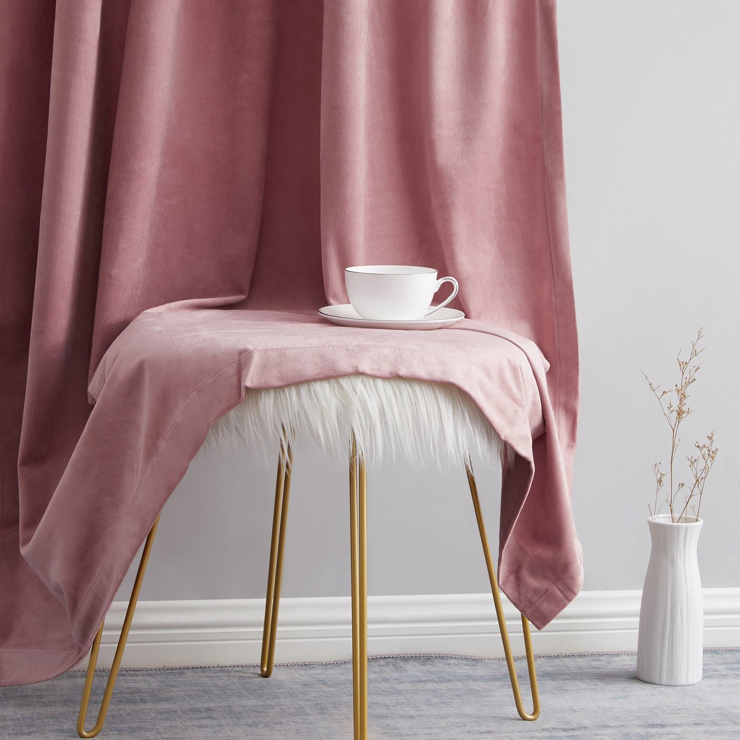 Lopez Velvet Back Tab Rod Pocket Room Darkening Curtain Panels