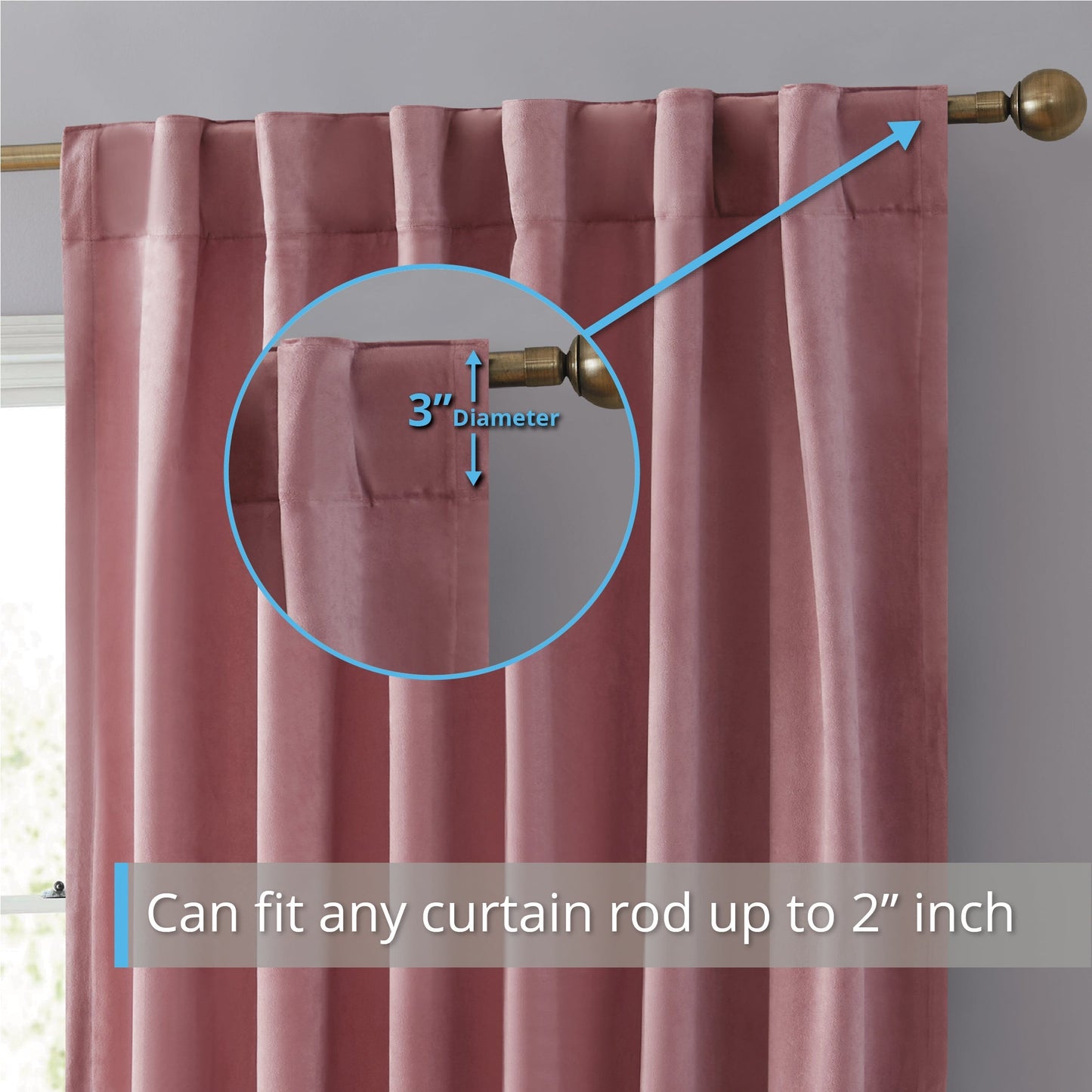 Lopez Velvet Back Tab Rod Pocket Room Darkening Curtain Panels