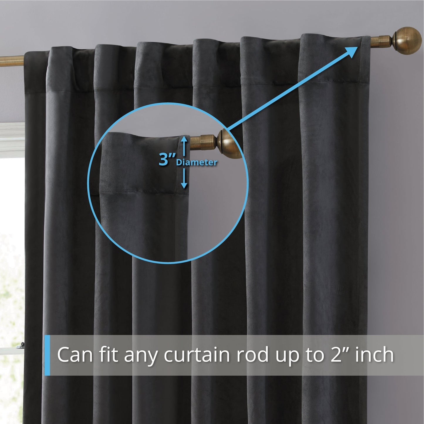 Lopez Velvet Back Tab Rod Pocket Room Darkening Curtain Panels