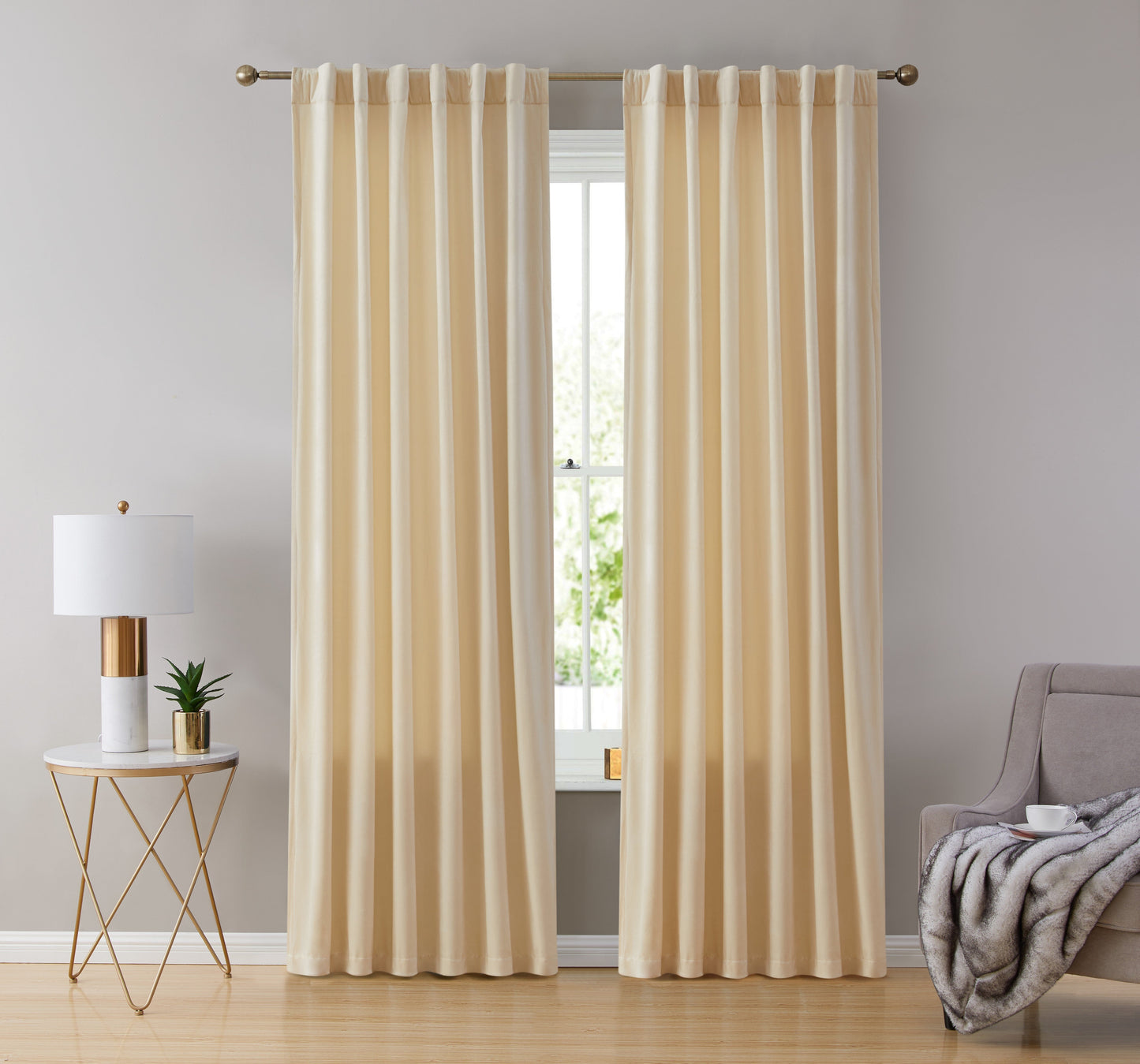 Lopez Velvet Back Tab Rod Pocket Room Darkening Curtain Panels