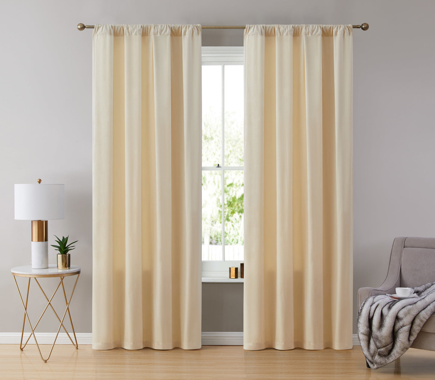 Lopez Velvet Back Tab Rod Pocket Room Darkening Curtain Panels