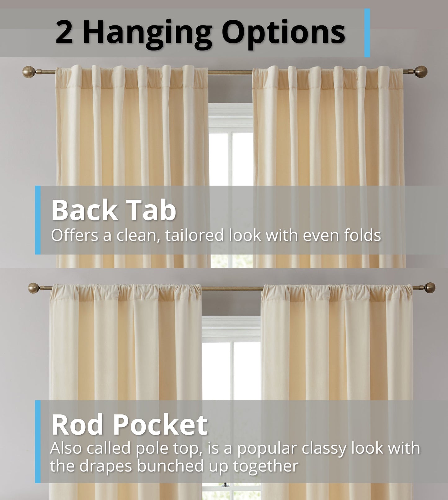 Lopez Velvet Back Tab Rod Pocket Room Darkening Curtain Panels
