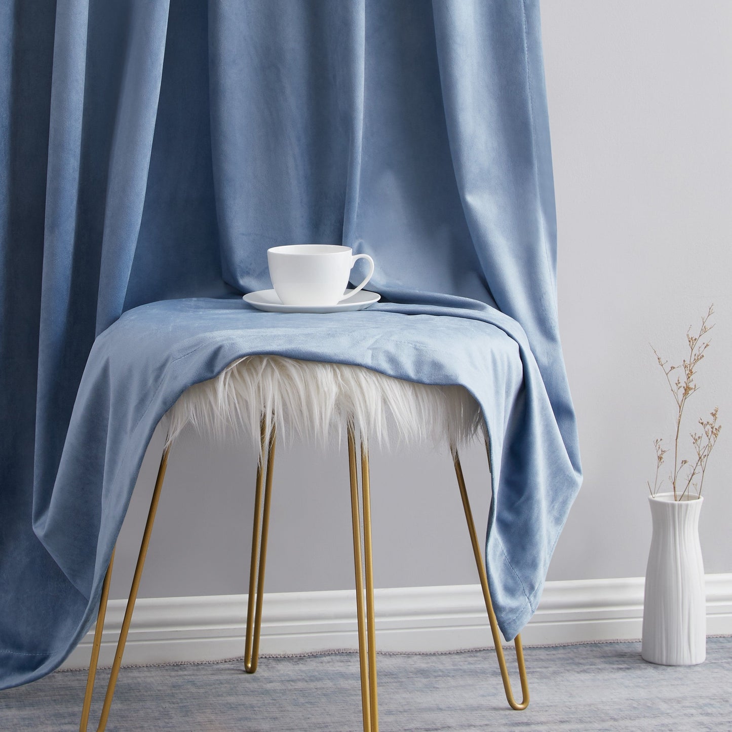 Lopez Velvet Back Tab Rod Pocket Room Darkening Curtain Panels