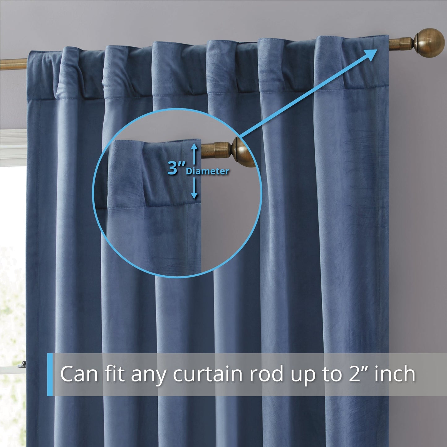 Lopez Velvet Back Tab Rod Pocket Room Darkening Curtain Panels