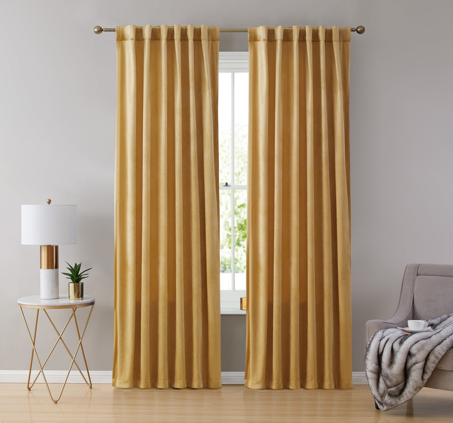 Lopez Velvet Back Tab Rod Pocket Room Darkening Curtain Panels