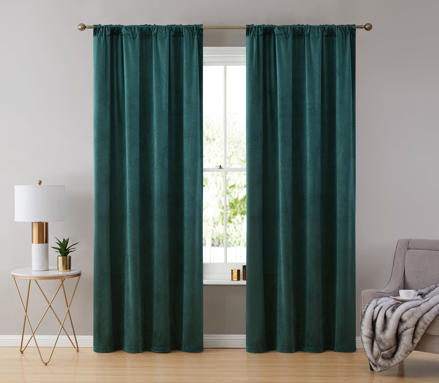 Lopez Velvet Back Tab Rod Pocket Room Darkening Curtain Panels