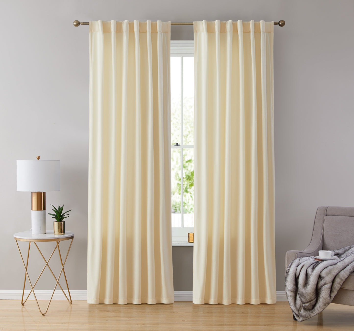 Lopez Velvet Back Tab Rod Pocket Room Darkening Curtain Panels