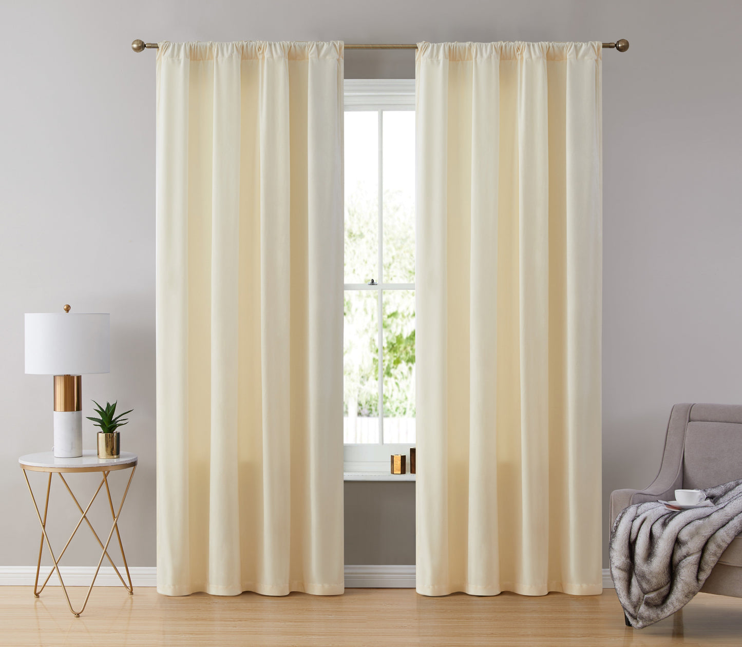 Lopez Velvet Back Tab Rod Pocket Room Darkening Curtain Panels